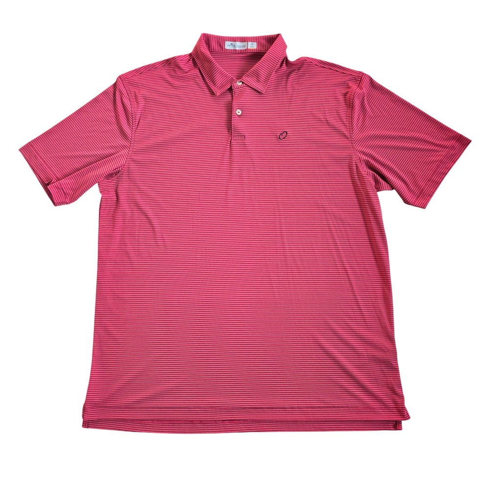Peter Millar Mens Polo Shirt Red Black Stripe Featherweight UPF 50 XL